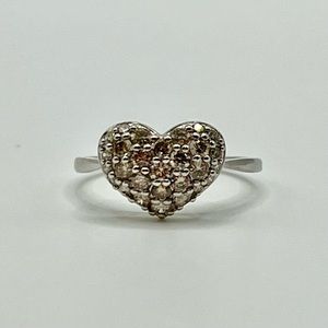 Japan 18K Real Gold Chunky Bubble Heart White Gold Ring